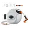 Retractable Hose Reel, 115 ft x 1/2 inch, 180° Swivel Bracket Wall-Mounted, Garden Water Hose Reel with 9-Pattern Nozzle, Automatic Rewind