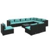 11 Piece Patio Lounge Set with Cushions Poly Rattan Black
