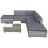 6 Piece Patio Lounge Set with Cushions Poly Rattan Gray