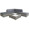6 Piece Patio Lounge Set with Cushions Poly Rattan Gray