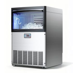 Commercial Ice Maker Machine, 200 Lbs 24h With 50 Lbs Storage Capacity, Built-in  Freestanding Under Counter, Stainless Steel Ice Maker With LED (Option: Default)