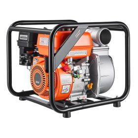 Gas Powered Water Pump, 3 In, 264 GPM 7HP Semi Trash Water Transfer Pump Portable, Gasoline Engine With 25 Ft Discharge Hose, Heavy Duty Frame, C (Option: Default)